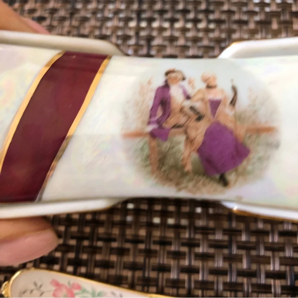 Gold and Floral Spoons with Decorative Box